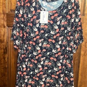 LuLaRoe Relaxed Pink and Orange Short Sleeve Blouse